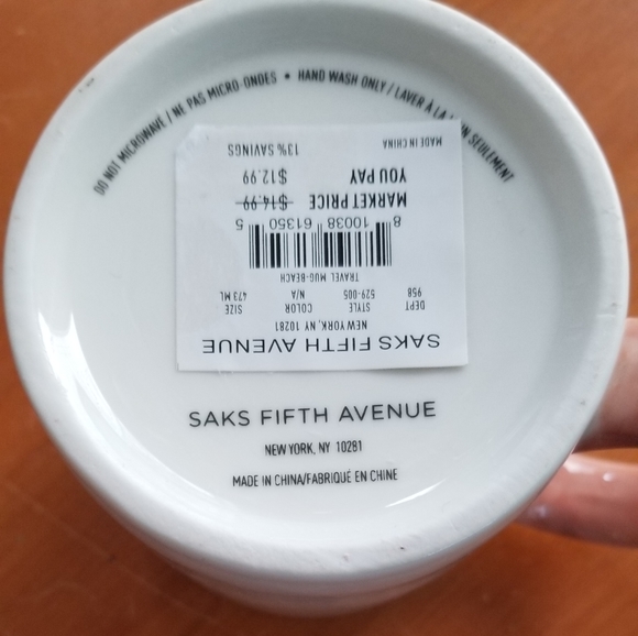 Saks Fifth Ave Set of 2 Beach Theme Coffee Mugs - Picture 9 of 11